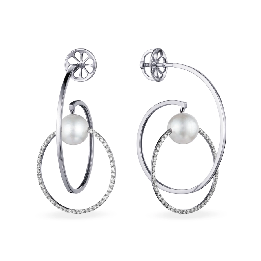 ЗОЛОТІ СЕРЕЖКИ З ПЕРЛАМИ І ДІАМАНТАМИ - С2903