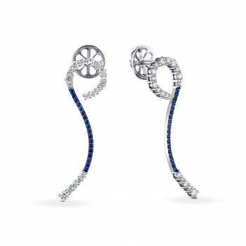 GOLD EARRINGS WITH SAPPHIRES AND DIAMONDS - С2904