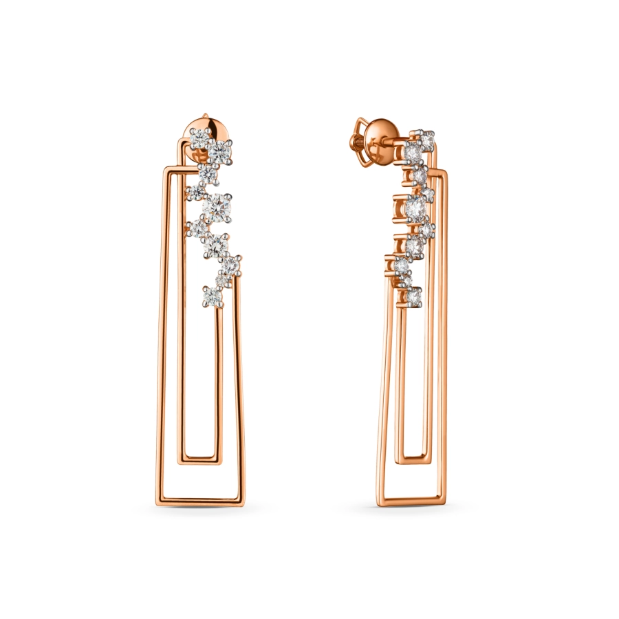 GOLD EARRINGS WITH DIAMONDS - С2907