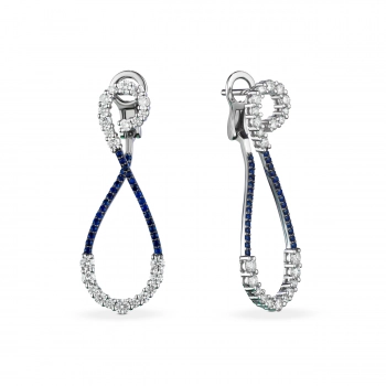 GOLD EARRINGS WITH SAPPHIRES AND DIAMONDS - С2909с