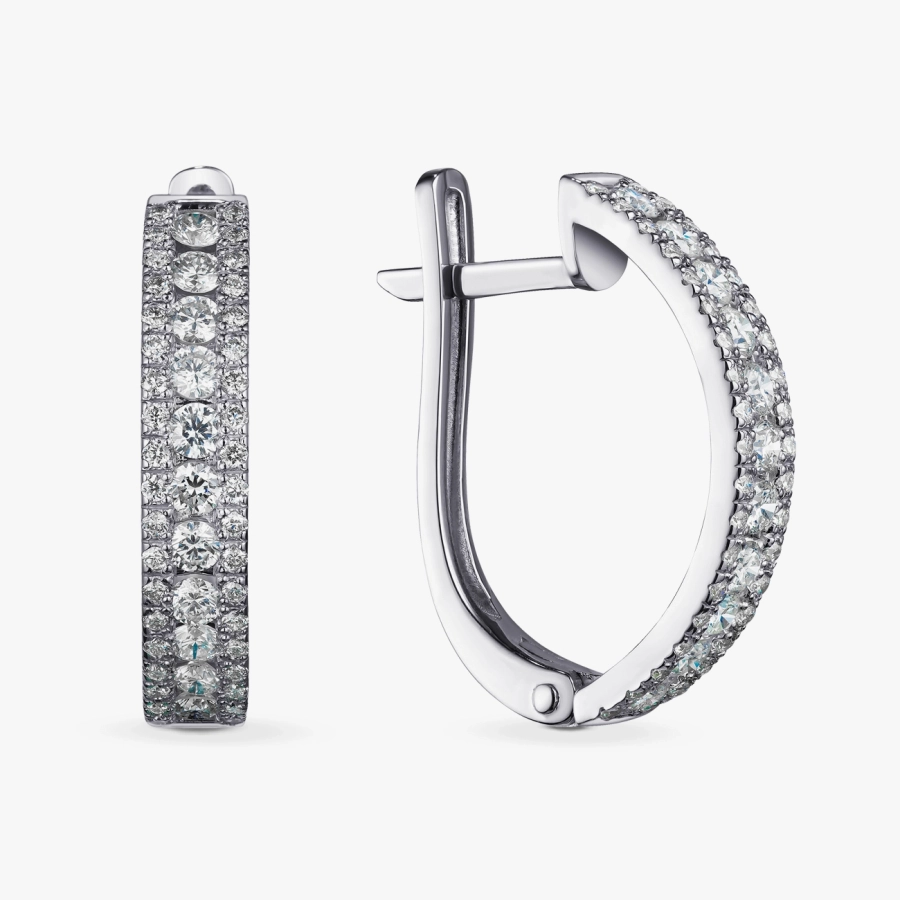 Серьги из белого золота с бриллиантовой дорожкой - С2912