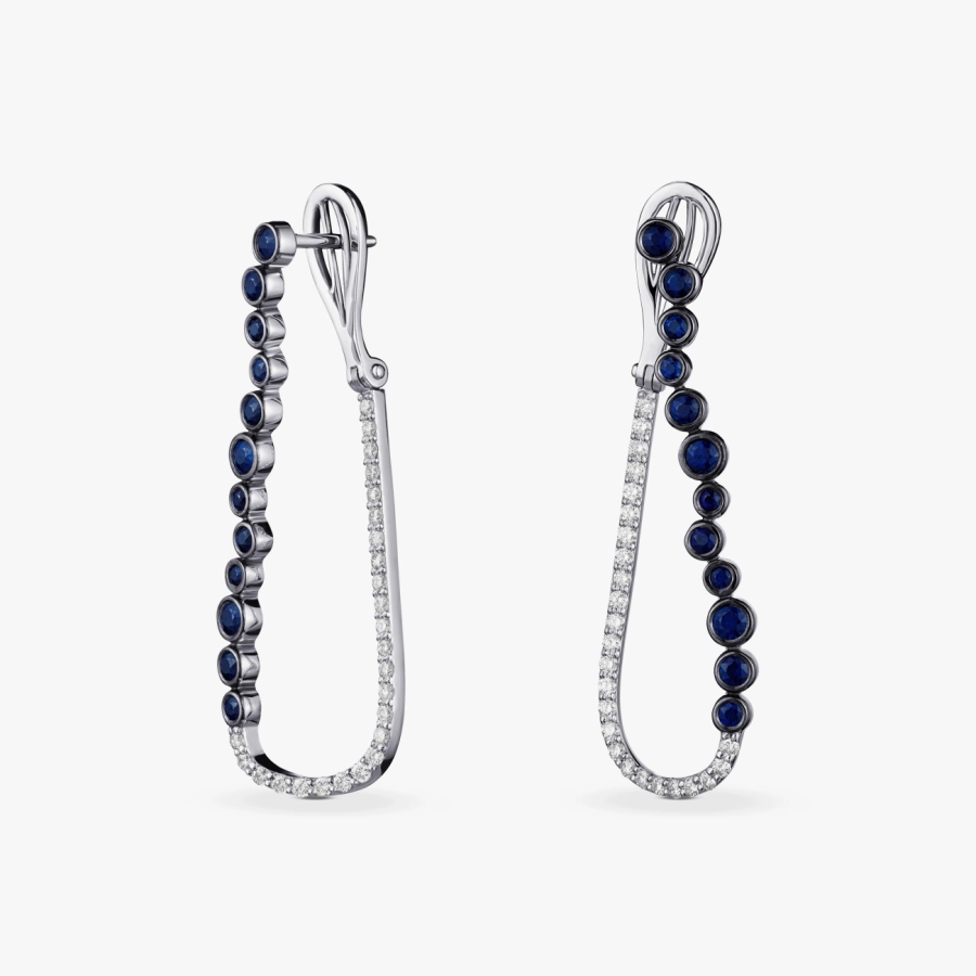 ЗОЛОТЫЕ СЕРЬГИ С САПФИРАМИ И БРИЛЛИАНТАМИ - С2933с