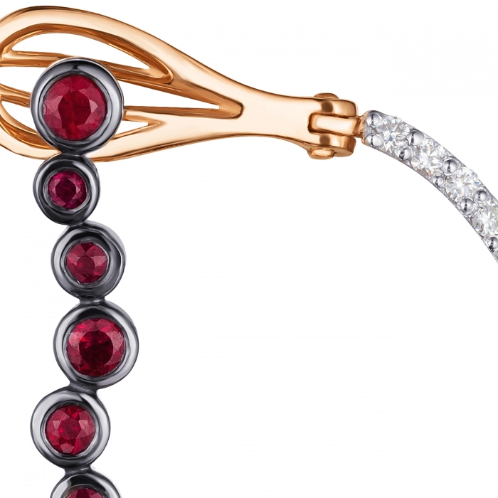 GOLD EARRINGS WITH RUBIES AND DIAMONDS - С2934р