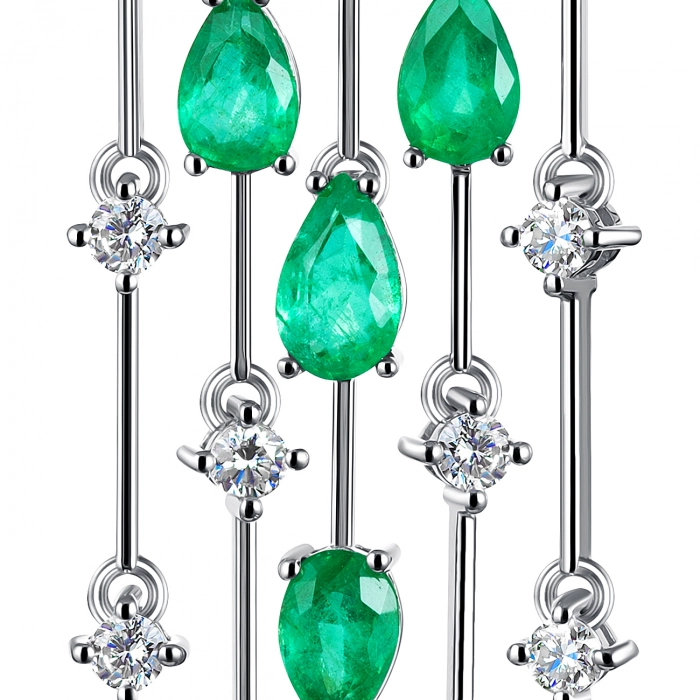 GOLD EARRINGS WITH EMERALDS AND DIAMONDS - С2945и