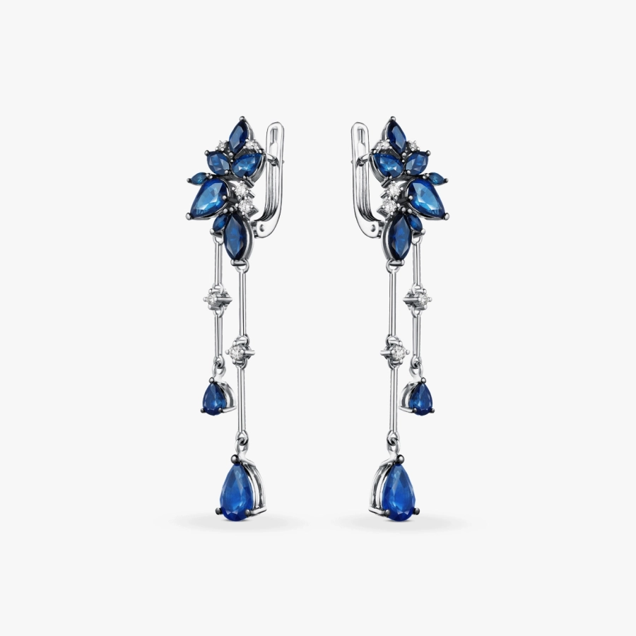 GOLD EARRINGS WITH SAPPHIRES - С2952с