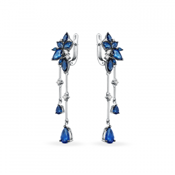 GOLD EARRINGS WITH SAPPHIRES - С2952с
