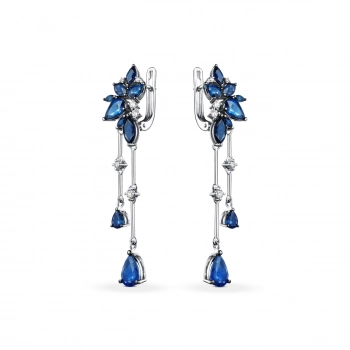 GOLD EARRINGS WITH SAPPHIRES - С2952с