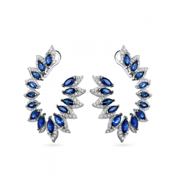 GOLD EARRINGS WITH SAPPHIRES AND DIAMONDS - С2955с