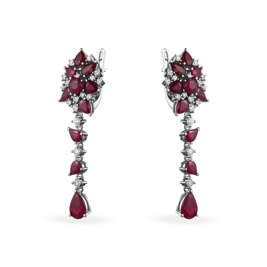 ЗОЛОТЫЕ СЕРЬГИ С РУБИНАМИ И БРИЛЛИАНТАМИ - С2957р