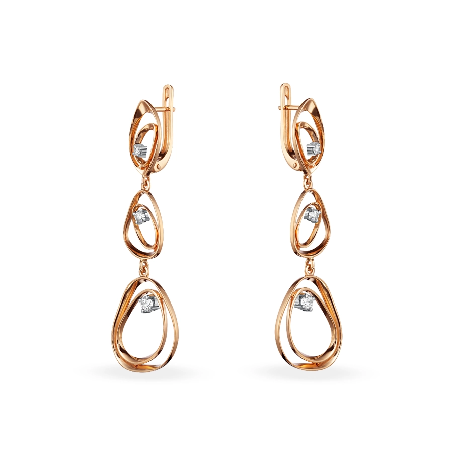 ЗОЛОТІ СЕРЕЖКИ З ДІАМАНТАМИ - С2964