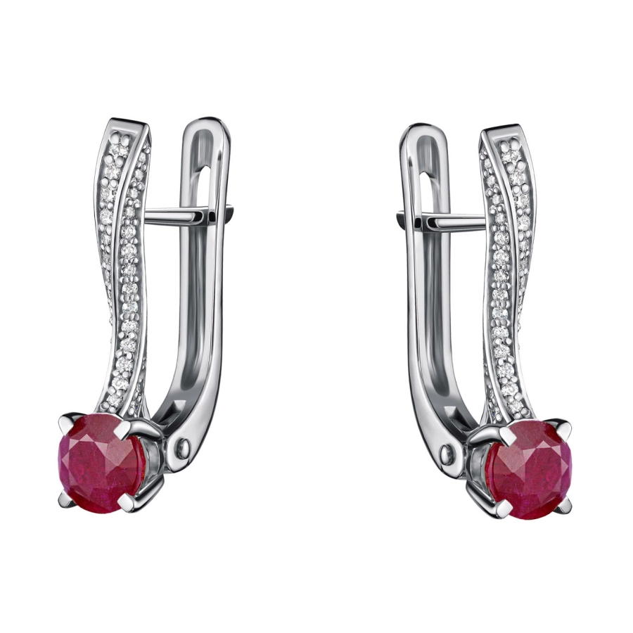 GOLD EARRINGS WITH DIAMONDS AND RUBBIES - С2967