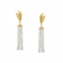 GOLD EARRINGS WITH PEARLS AND YELLOW SAPPHIRES - С2992сж