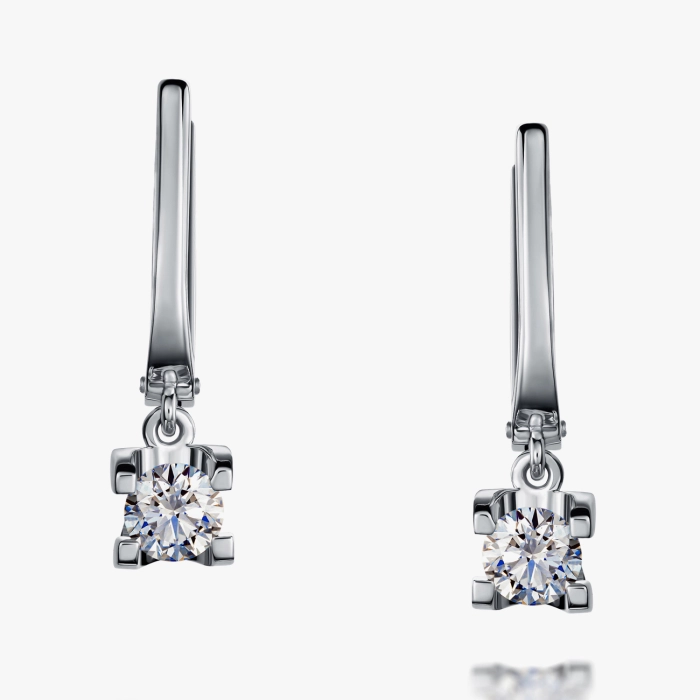 White Gold Earrings with Pendants and Diamonds - С2999