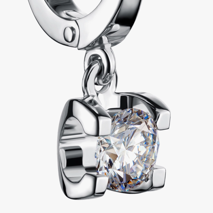 White Gold Earrings with Pendants and Diamonds - С2999