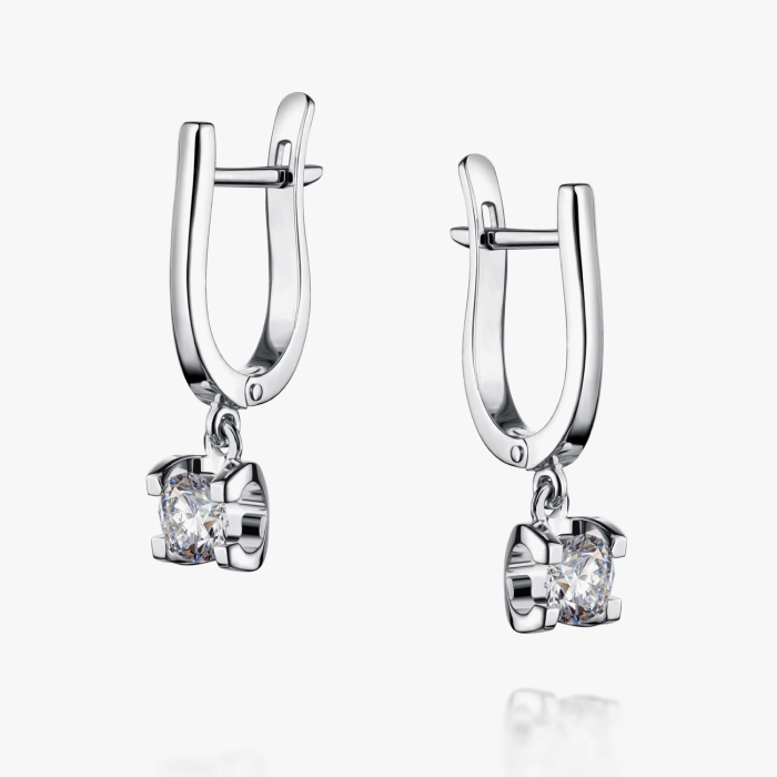 White Gold Earrings with Pendants and Diamonds - С2999