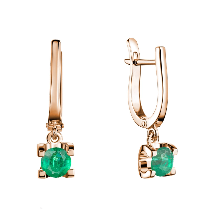 ЗОЛОТІ СЕРЕЖКИ ЗІ СМАРАГДАМИ - С2999и