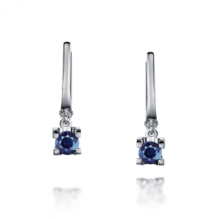 GOLD EARRINGS WITH DIAMONDS AND SAPPHIRES - С2999с