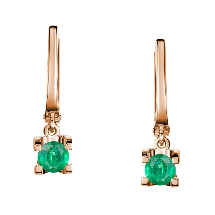 GOLD EARRINGS WITH EMERALDS - С2999и