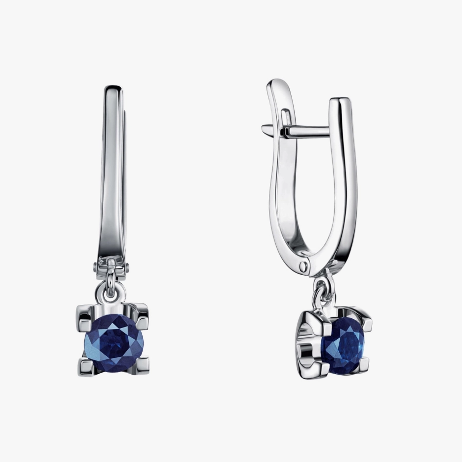 Серьги из белого золота с сапфирами - С2999с