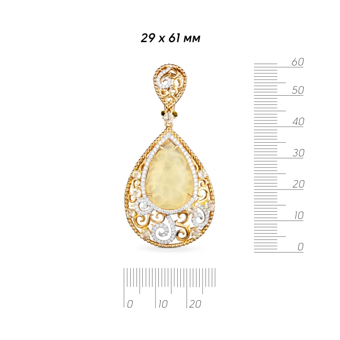 GOLD EARRINGS WITH LEMON QUARTZES, CITRINS AND DIAMONDS - С4000