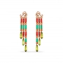 GOLD EARRINGS WITH CHRYSOPRASES, PERIDOTS, SAPPHIRES, CORALS AND DIAMONDS - С7002