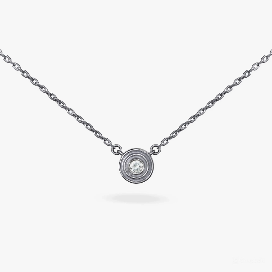 Колье с бриллиантом в винтажном стиле из белого золота - Я5049