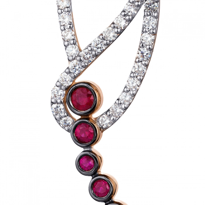 GOLD NECKLACE WITH RUBIES AND DIAMONDS - Я5070р