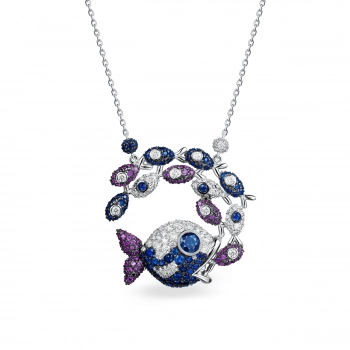 GOLD NECKLACE WITH AMETHYSTES, SAPPHIRES AND DIAMONDS - Я5087