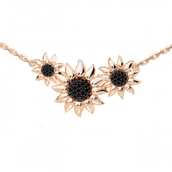 GOLD NECKLACE WITH BLACK DIAMONDS - Я5106