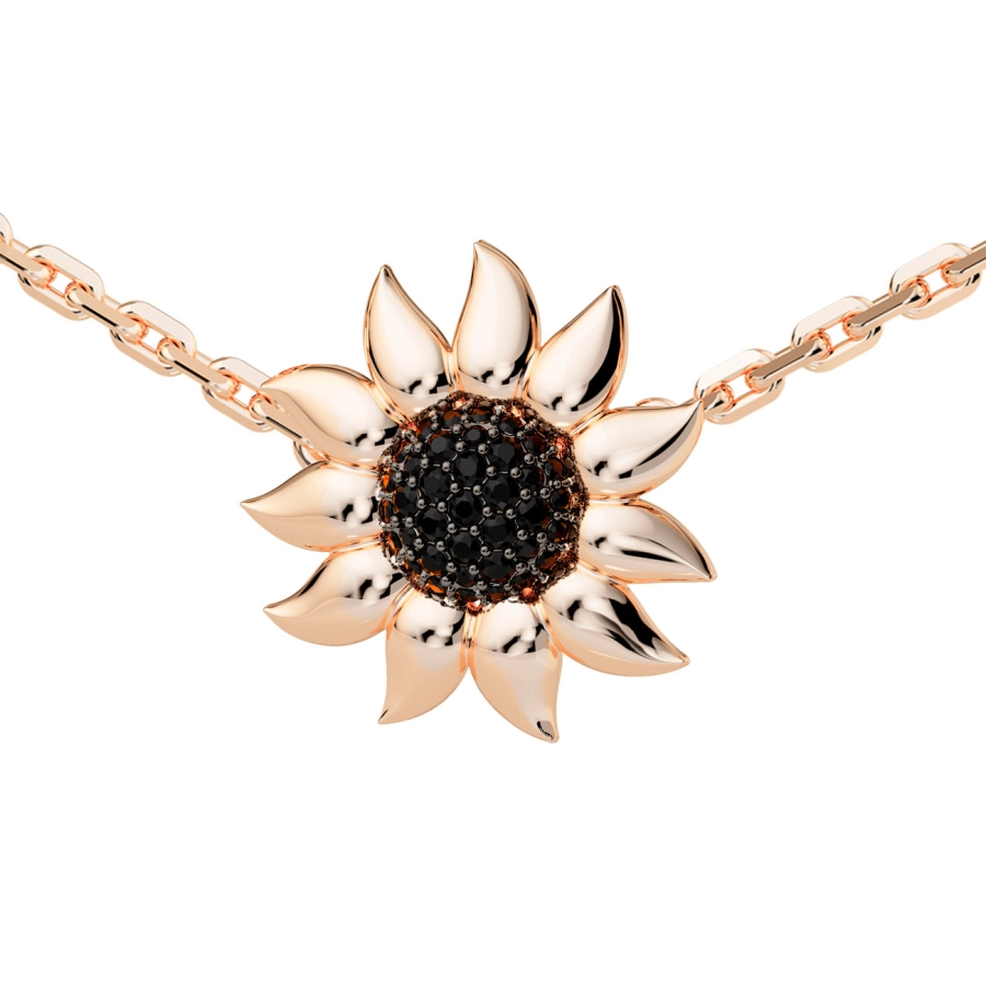 GOLD NECKLACE WITH BLACK DIAMONDS - Я5108ч