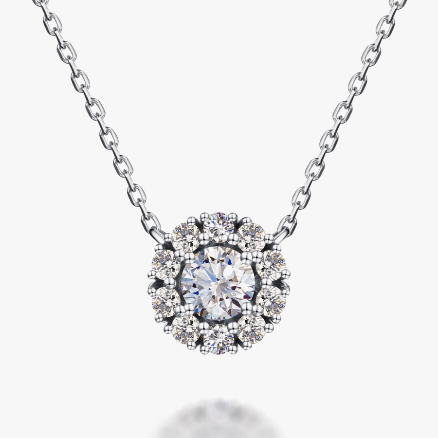 White Gold Diamond Necklace - Я5119