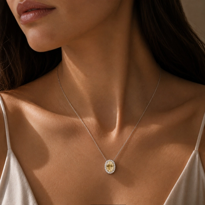 Yellow Sapphire and Diamond-Set Pendant - Я5121.86