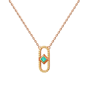 GOLD NECKLACE WITH EMERALD AND SAPPHIRES - Я5128исж