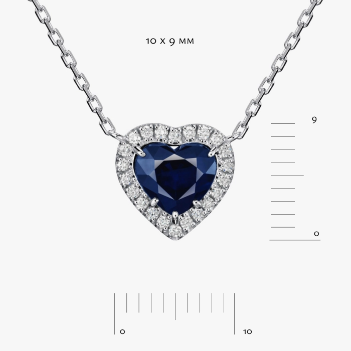 Heart-Shaped Sapphire and Diamond Necklace - 220413 - Я5134с